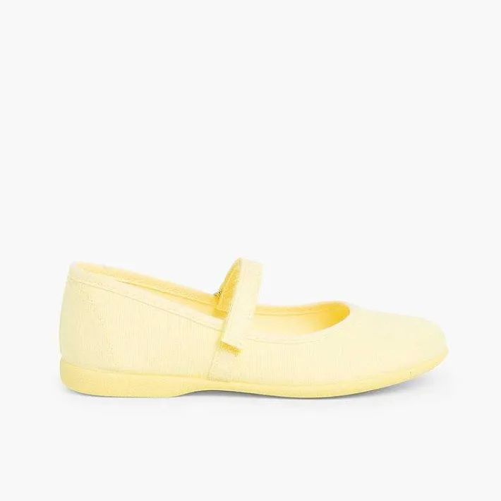 Zapatos Comunión<Pisamonas Merceditas Niña Tela Tira Adherente Fina