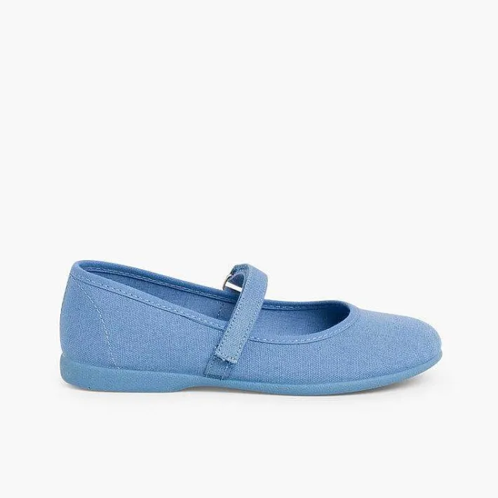 Zapatos Comunión<Pisamonas Merceditas Niña Tela Tira Adherente Fina