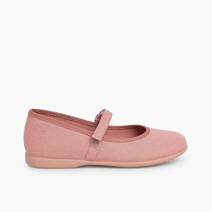 Zapatos Comunión<Pisamonas Merceditas Niña Tela Tira Adherente Fina