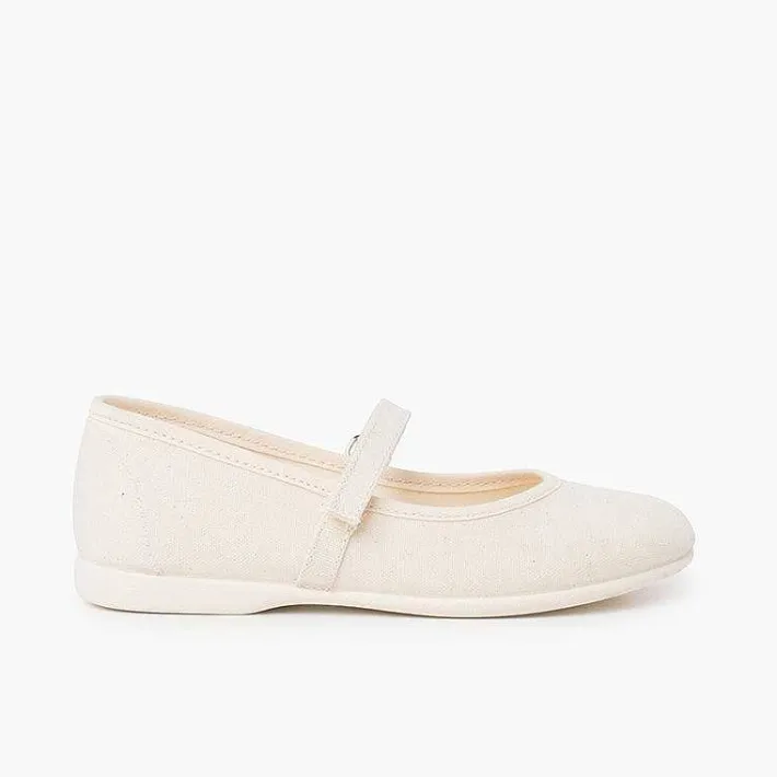 Zapatos Comunión<Pisamonas Merceditas Niña Tela Tira Adherente Fina
