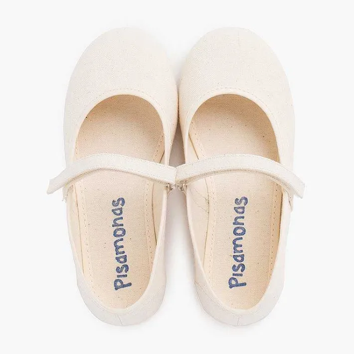 Zapatos Comunión<Pisamonas Merceditas Niña Tela Tira Adherente Fina