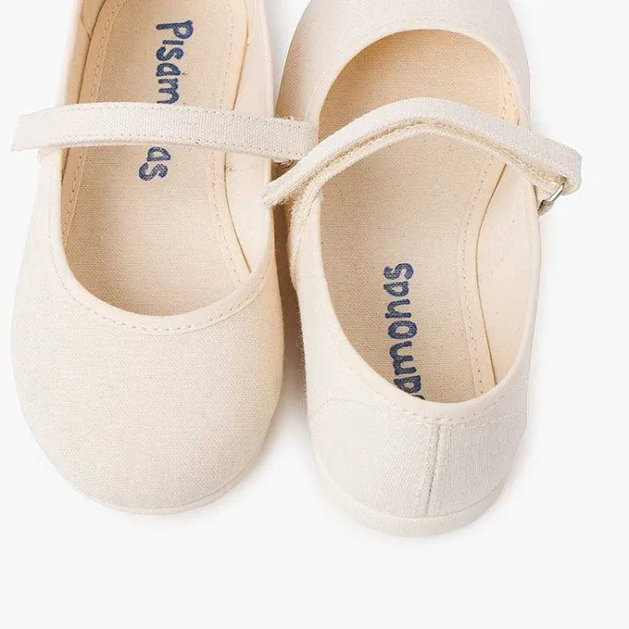 Zapatos Comunión<Pisamonas Merceditas Niña Tela Tira Adherente Fina