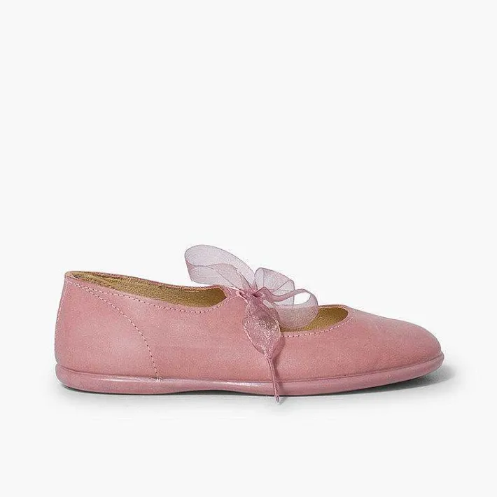 Zapatos Comunión<Pisamonas Merceditas Piel Lazo Organza