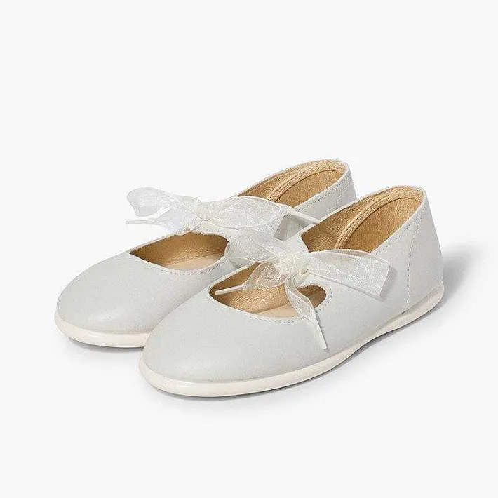 Zapatos Comunión<Pisamonas Merceditas Piel Lazo Organza