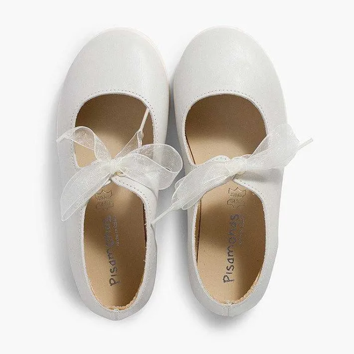 Zapatos Comunión<Pisamonas Merceditas Piel Lazo Organza