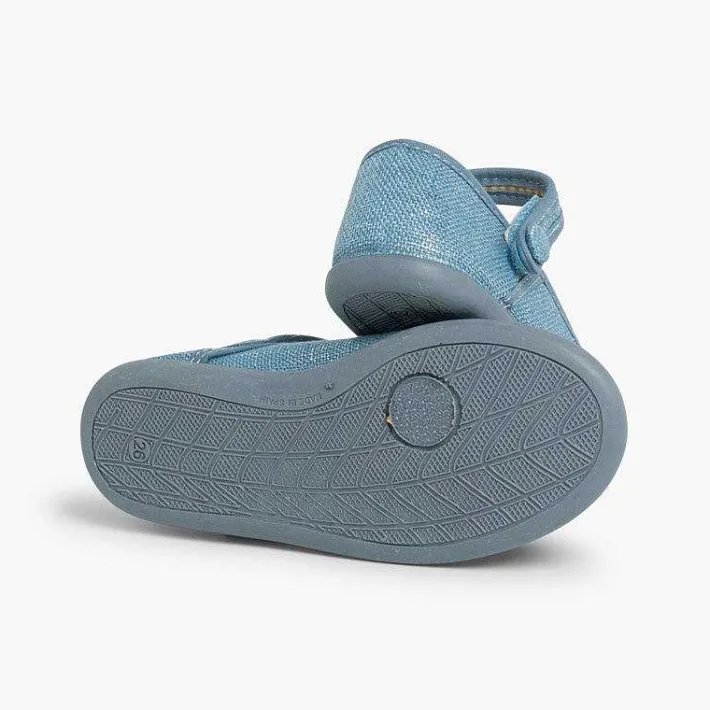 Zapatos Comunión<Pisamonas Merceditas Tira Adherente En Lino Metalizado