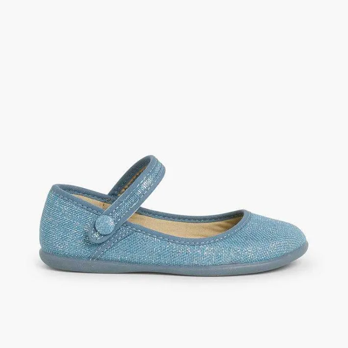 Zapatos Comunión<Pisamonas Merceditas Tira Adherente En Lino Metalizado