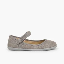 Zapatos Comunión<Pisamonas Merceditas Tira Adherente En Lino Metalizado