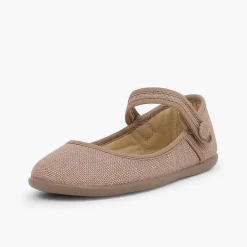 Zapatos Comunión<Pisamonas Merceditas Tira Adherente En Lino Metalizado