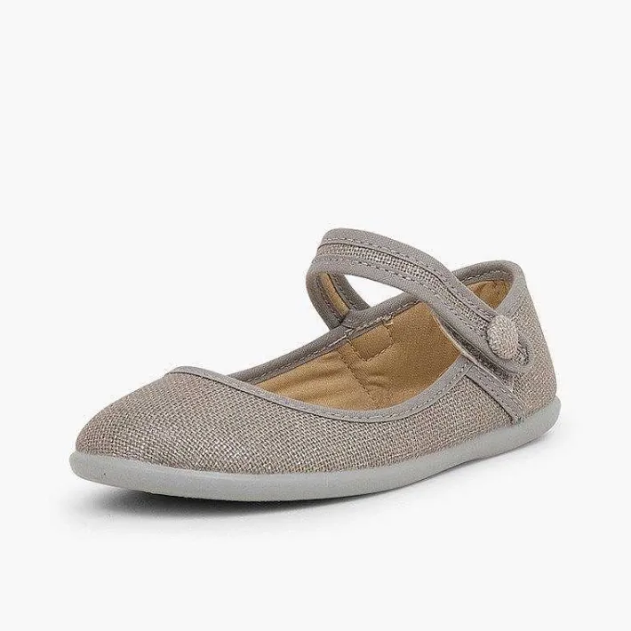 Zapatos Comunión<Pisamonas Merceditas Tira Adherente En Lino Metalizado