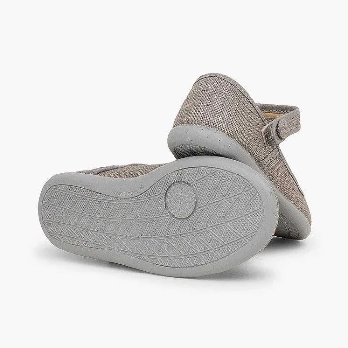 Zapatos Comunión<Pisamonas Merceditas Tira Adherente En Lino Metalizado