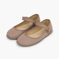 Zapatos Comunión<Pisamonas Merceditas Tira Adherente En Lino Metalizado