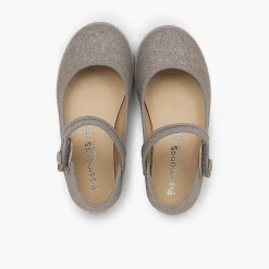 Zapatos Comunión<Pisamonas Merceditas Tira Adherente En Lino Metalizado
