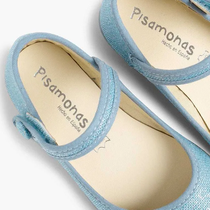 Zapatos Comunión<Pisamonas Merceditas Tira Adherente En Lino Metalizado