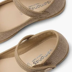 Zapatos Comunión<Pisamonas Merceditas Tira Adherente En Lino Metalizado