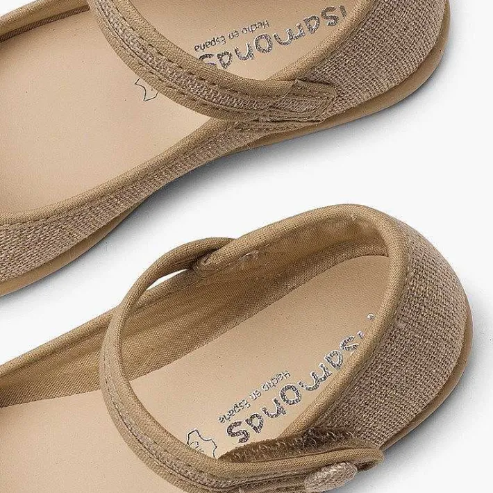 Zapatos Comunión<Pisamonas Merceditas Tira Adherente En Lino Metalizado