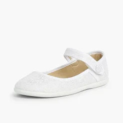 Zapatos Comunión<Pisamonas Merceditas Tira Adherente En Lino Metalizado