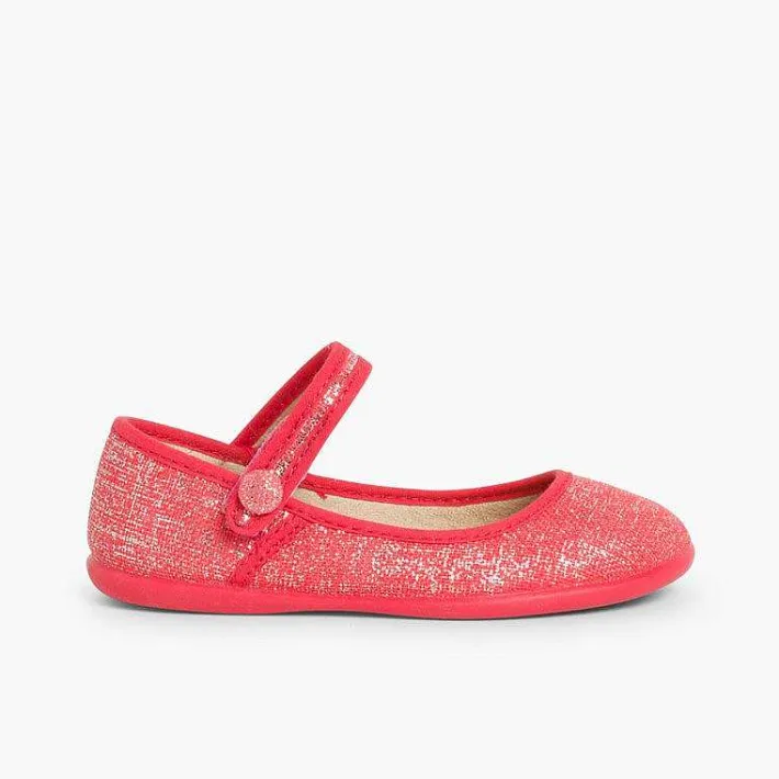 Zapatos Comunión<Pisamonas Merceditas Tira Adherente En Lino Metalizado