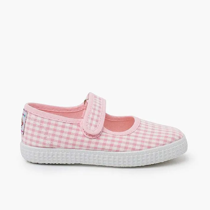 Zapatillas<Pisamonas Merceditas Zapatilla Vichy Tira Adherente Color Rosa