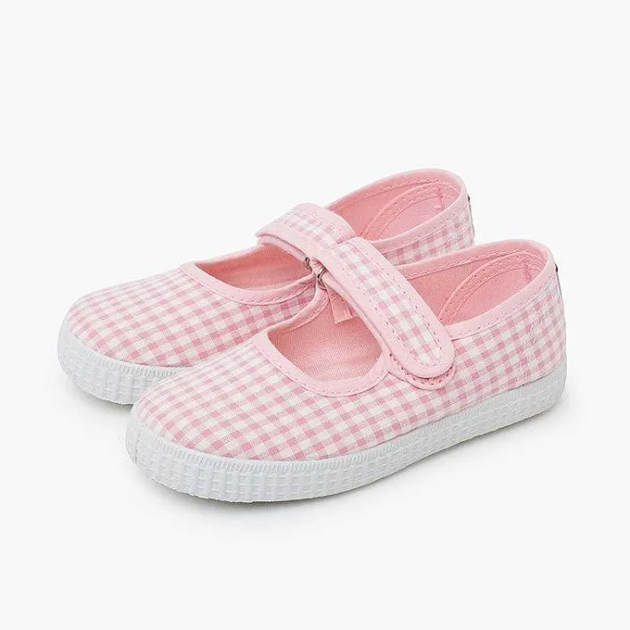 Zapatillas<Pisamonas Merceditas Zapatilla Vichy Tira Adherente Color Rosa
