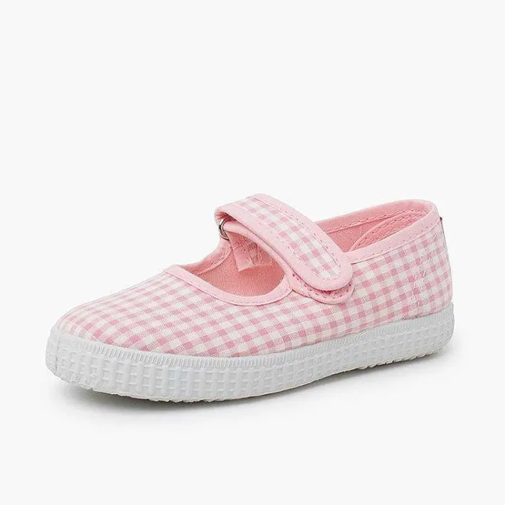 Zapatillas<Pisamonas Merceditas Zapatilla Vichy Tira Adherente Color Rosa