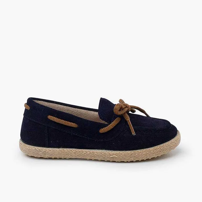 Zapatos Comunión<Pisamonas Mocasines Serraje Cordon Suela Yute