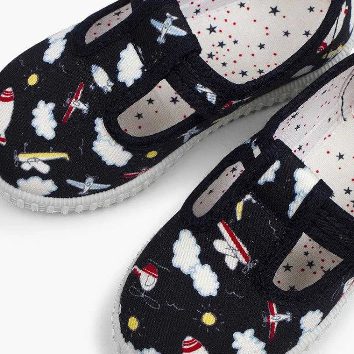 Zapatillas<Pisamonas Pepito Lona Estampado Cierre Boton