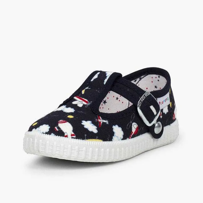 Zapatillas<Pisamonas Pepito Lona Estampado Cierre Boton