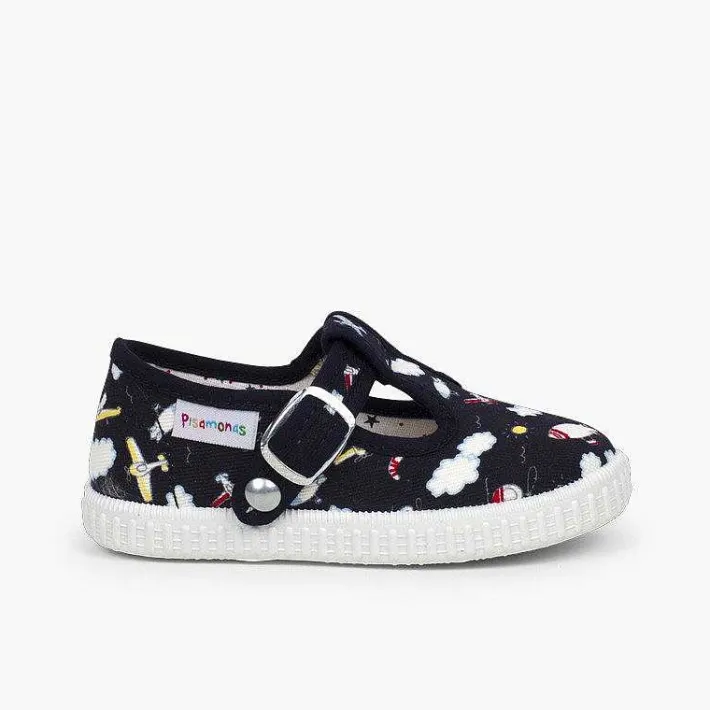 Zapatillas<Pisamonas Pepito Lona Estampado Cierre Boton