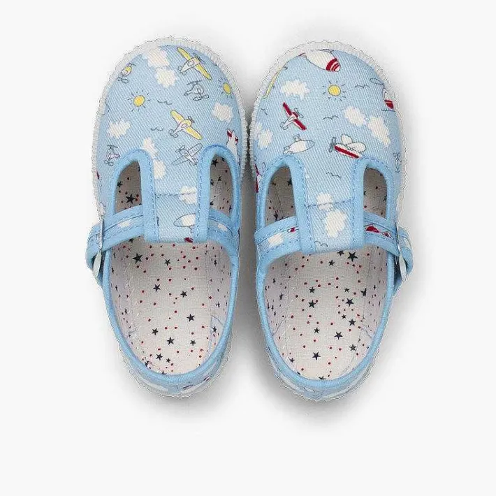 Zapatillas<Pisamonas Pepito Lona Estampado Cierre Boton