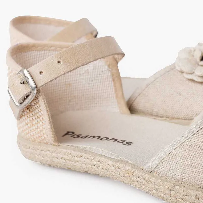 Sandalias<Pisamonas Sandalia Alpargata Niña Flores Correa Piel