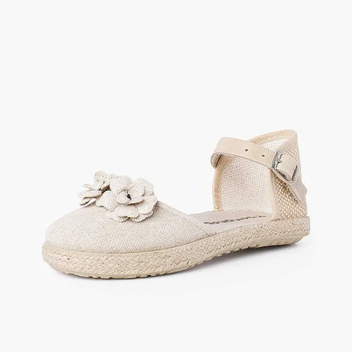 Sandalias<Pisamonas Sandalia Alpargata Niña Flores Correa Piel