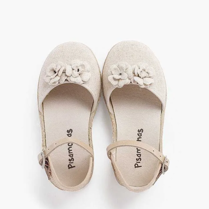 Sandalias<Pisamonas Sandalia Alpargata Niña Flores Correa Piel
