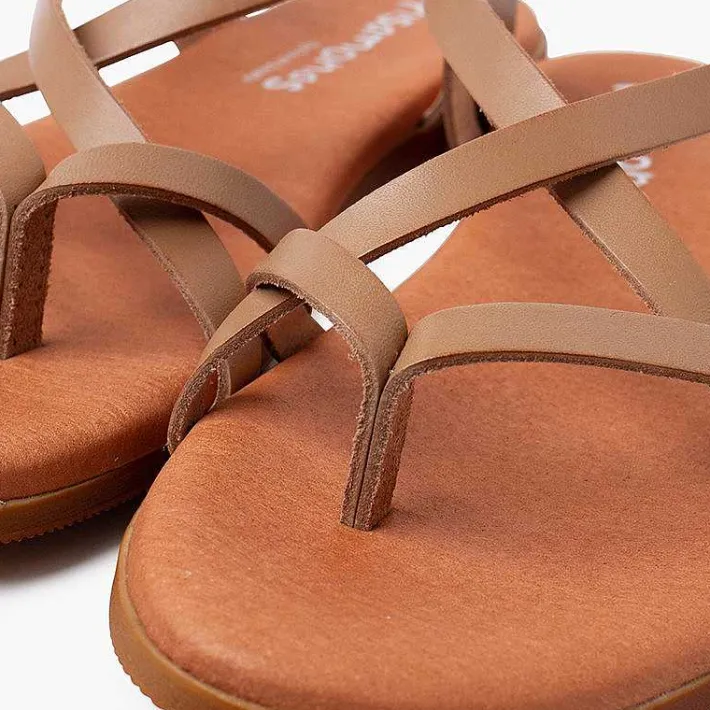 Sandalias<Pisamonas Sandalias Mujer Dedo Piel Tiras Cruzadas