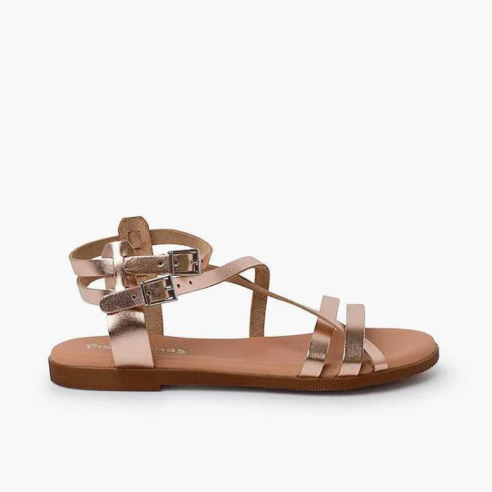 Sandalias<Pisamonas Sandalias Mujer Metalizadas Piel Con Pulsera