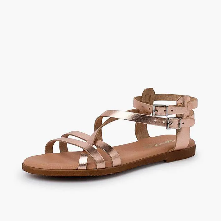 Sandalias<Pisamonas Sandalias Mujer Metalizadas Piel Con Pulsera