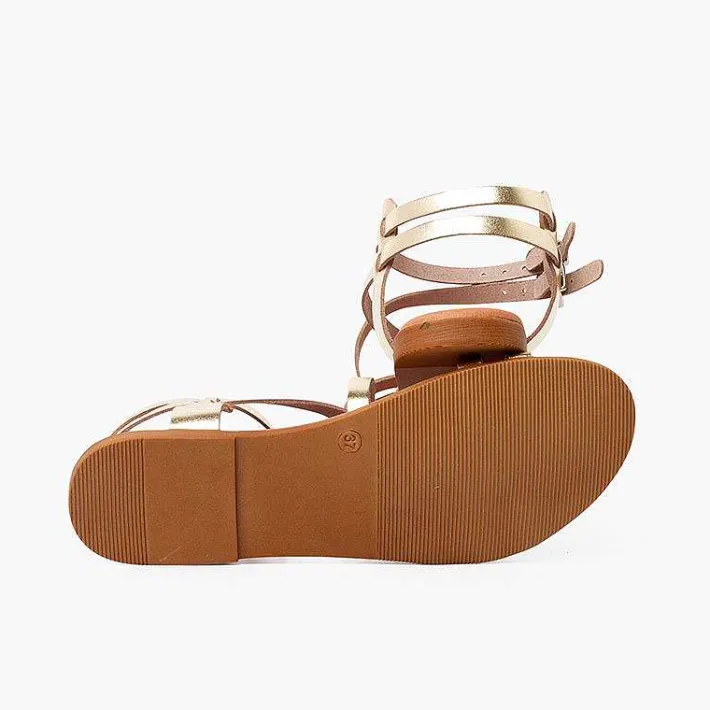 Sandalias<Pisamonas Sandalias Mujer Metalizadas Piel Con Pulsera