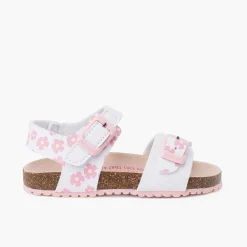 Sandalias<Pisamonas Sandalias Niña Con Flores, Doble Hebilla Y Suela Bio Color Blanco