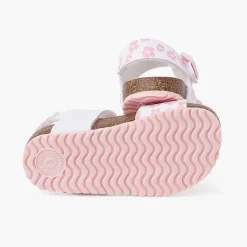 Sandalias<Pisamonas Sandalias Niña Con Flores, Doble Hebilla Y Suela Bio Color Blanco