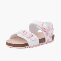 Sandalias<Pisamonas Sandalias Niña Con Flores, Doble Hebilla Y Suela Bio Color Blanco