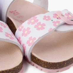 Sandalias<Pisamonas Sandalias Niña Con Flores, Doble Hebilla Y Suela Bio Color Blanco