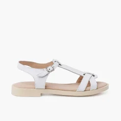 Sandalias<Pisamonas Sandalias Niña De Piel Suave Con Tira Central Trenzada