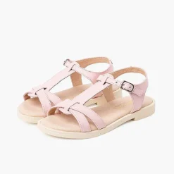 Sandalias<Pisamonas Sandalias Niña De Piel Suave Con Tira Central Trenzada