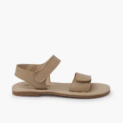 Sandalias<Pisamonas Sandalias Niña En Piel Con Tiras Adherentes