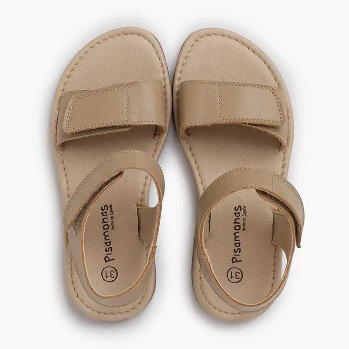 Sandalias<Pisamonas Sandalias Niña En Piel Con Tiras Adherentes