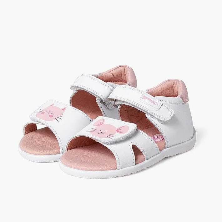 Sandalias<Pisamonas Sandalias Niña Gato Y Raton Con Doble Cierre Adherente Color Blanco