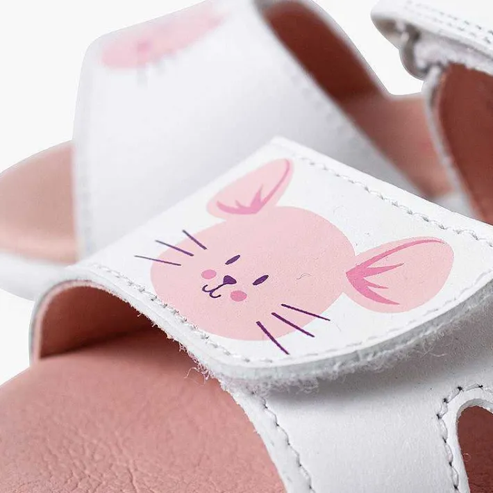 Sandalias<Pisamonas Sandalias Niña Gato Y Raton Con Doble Cierre Adherente Color Blanco
