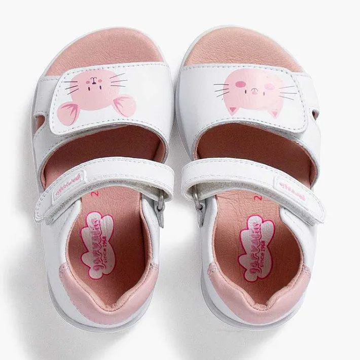 Sandalias<Pisamonas Sandalias Niña Gato Y Raton Con Doble Cierre Adherente Color Blanco