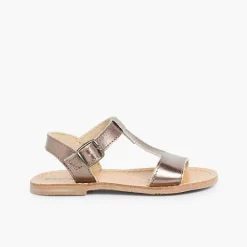 Sandalias<Pisamonas Sandalias Niña Piel Lisa Metalizada