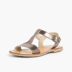 Sandalias<Pisamonas Sandalias Niña Piel Lisa Metalizada